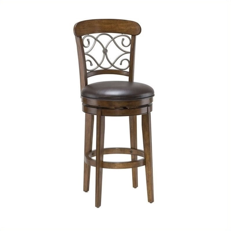 Hillsdale Bergamo 30" Swivel Bar Stool in Medium Brown Cherry