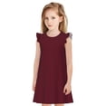 thumbnail image 1 of Fotbe Maroon Vestido de Dormir para Niñas de 3 a 10 Años, Mangas Cortas, Estilo Princesa, Pijama Camisón con Mangas Voladas-Large, 1 of 6