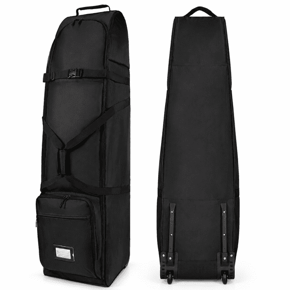All Black Heavy Duty Water Resistant Golf Travel Bag With Wheels For Airline Travel