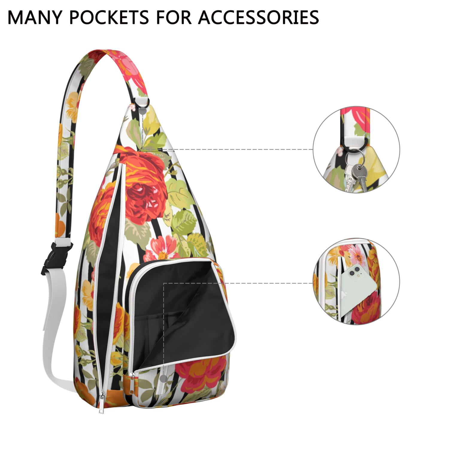 Durable Breathable Sling Bag with Daisy Pattern for Tactical Use