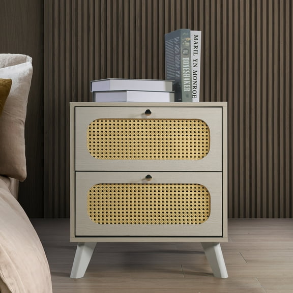 Castle Place Vintage 2 Drawer Nightstand, Antique White