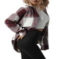 thumbnail image 4 of Chemise Surdimensionnée à Carreaux pour Femmes, Veste Surchemise, Col à Revers, Boutonnée, Décontractée, Manches Longues, Blouse Rouge m, 4 of 7