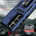 thumbnail image 3 of Rotatable Ring Holder Case for Samsung Galaxy S25 Ultra with 1 Pack Screen Protector, Military Grade Drop Protection Slide Camera Cover Anti-Scratch Stand Case Support Magnetic Car Mount, Blue, 3 of 8