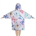 thumbnail image 2 of Light Purple Butterfly Pattern Blanket Hoodies for Kids 6-13YR Oversize Wearable Blanket Hoodies for Boys Girls Teens, 2 of 7
