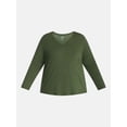 thumbnail image 5 of Terra & Sky Women's Plus Size V Neck Tee with Long Sleeves, Size 0X-5X, 5 of 5