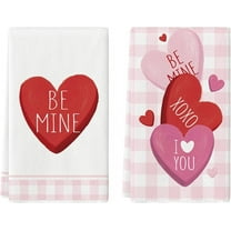 qefuia Red Sugar Heart Love Valentine''s Kitchen Towels Dish Towels, 18x26 Inch Farmhouse Anniversary Wedding Decoration Hand Towels Set of 2