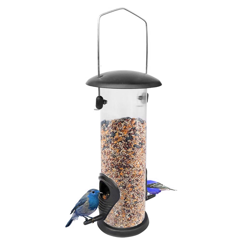 Sararoom Iron Cover Bottom Bird Feeder Bird Food Dispenser Black Environmentally Friendly PVC