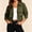 Army Green, variant on Women's Military Safari Cropped Jackets Button Down Lightweight Oversized Utility Anorak Coat with Pockets Black XL(XL)