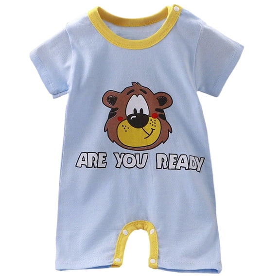 WNVMWI Summer Infant Clothes Baby Boy Short Sleeve Bodysuit Boys Cotton Going Out Romper Newborn Onesies 0-3 Months Light Blue