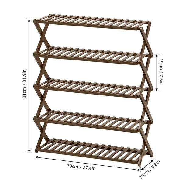 Amdohai Solid Bamboo Shoe Rack Foldable Freestanding Shoe Shelf Installation Free Shoe Organizer