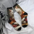 thumbnail image 5 of Rateoe Haystack Meditating Cat for Women Casual Calf Socks - Cute Crew Socks - Thin Soft Above Ankle Socks Size 5-11, 5 of 6