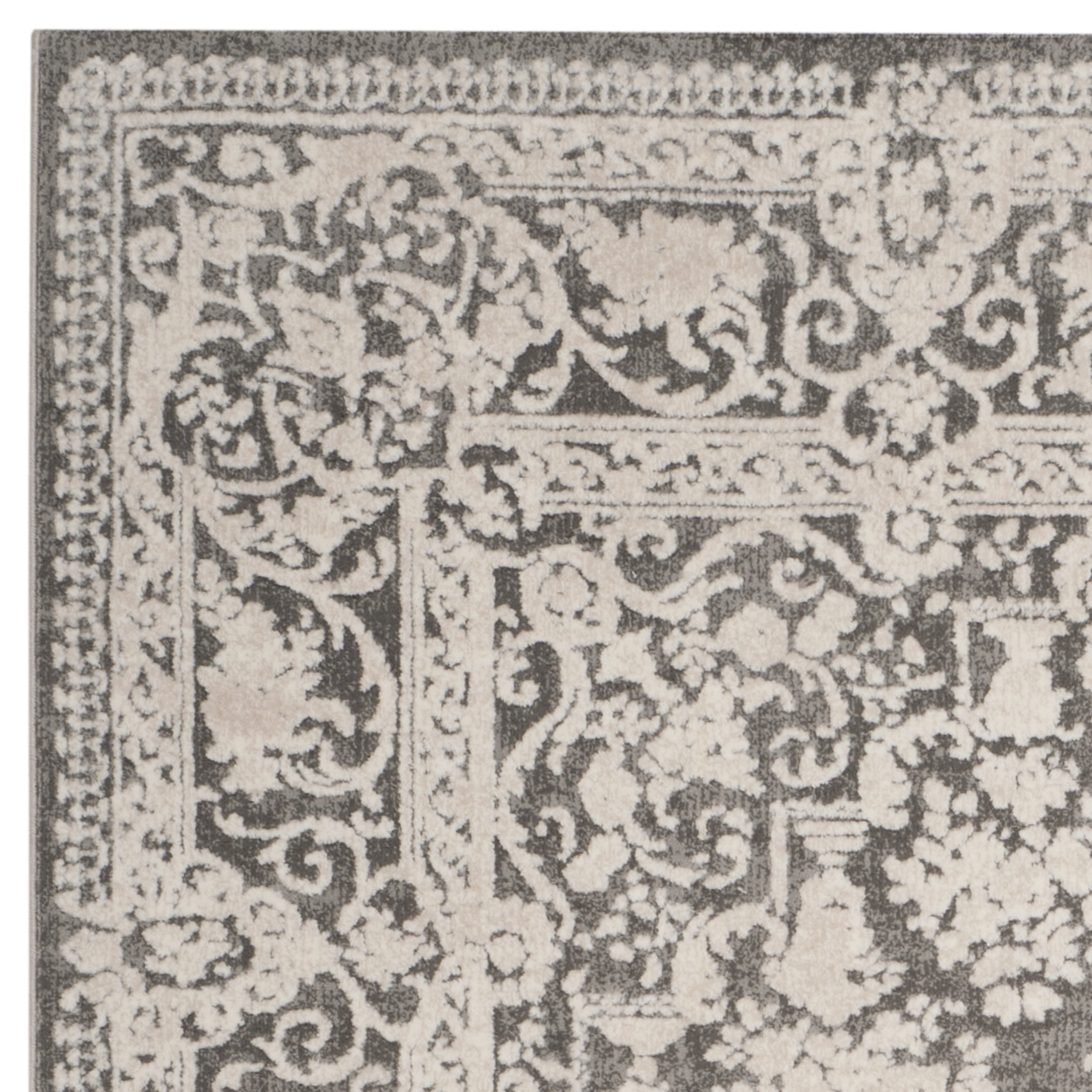 SAFAVIEH Reflection Sophia Traditional Area Rug, Dark Grey/Cream, 5' x 5' Square