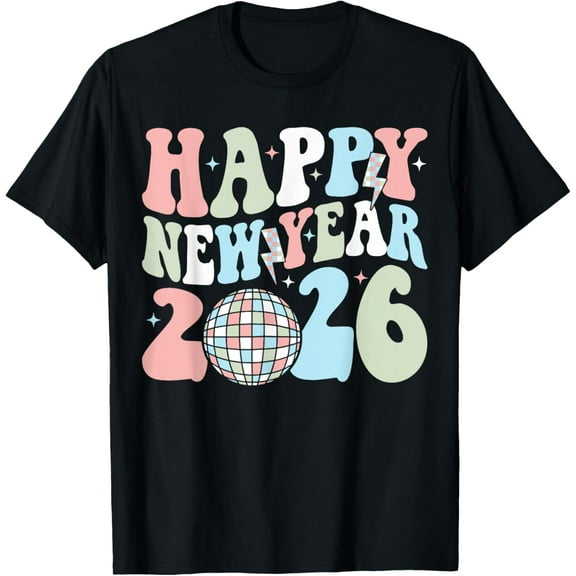 Groovy Happy New Year 2026 Party Cute New Years Eve NYE 2026 T-Shirt tee