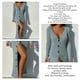 thumbnail image 5 of Vestido tipo suéter de punto con botones, cuello en V, manga larga, frente abierto, vestido informal de punto acanalado para mujer, azul M, 5 of 6