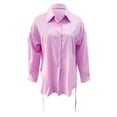 thumbnail image 5 of Chemise Ample pour Femmes avec Ceinture et devant, Ourlet Long, pour Début d'Automne, Tenue Décontractée, 5 of 5