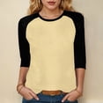 thumbnail image 2 of Towmus Womens Plus Size Tops 3/4 Sleeve Crew Neck Casual Tunic Tops Patch Color Dressy Blouses Summer Shirts, 2 of 6