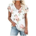 thumbnail image 1 of Blouse d'Été Sexy Mode Imprimé Floral Col en V Manches Courtes pour Femmes, 1 of 6
