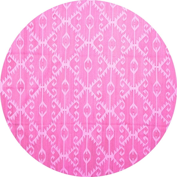 Ahgly Company Indoor Round Abstract Pink Contemporary Area Rugs, 4' Round