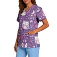 thumbnail image 4 of Womens Scrubs V-Neck Short Sleeve Cartoon Animals Print Scrub Tops Breathable Medical Working Shirts, 4 of 5
