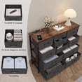 thumbnail image 3 of HOMEFORT 11 Drawer Dresser with Power Outlet, Fabric Chest of Drawers for TV Stand up to 43", Large Capacity Storage Organizer Tower for Bedroom, Closet, Nursery, Living Room, Entryway, Rustic Brown, 3 of 8