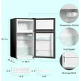 thumbnail image 6 of Kcpolre Silver Mini Fridge with Freezer 3.2 Cu.Ft, Adjustable Glass Shelves, Quiet Dual Door Dorm Fridge for Bedroom, College, Office, 6 of 6