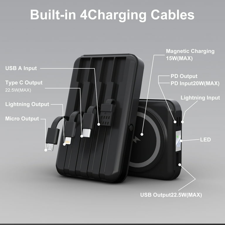 ふるさと納税 Magnetic Power Bank, 10000mAh Wireless Portable Charger with スマホアクセサリー