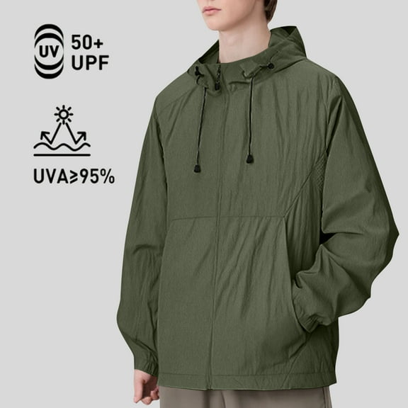 Men's Summer Breathable Sun Protection Clothing Outdoor Fitted Hooded Fishing Clothing Coat