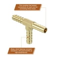 thumbnail image 4 of Uxcell 2pack Brass Tee Barb Fittings, 3-Ways Tee 5/16" x 5/16" x 5/16" Barbed, with 6pack Hose Clamps, 4 of 7
