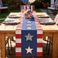 thumbnail image 1 of Independence Day Table Runner, Multicolor Linen Patriotic Decor for Dining Table, 183 x 33 cm, Heart Pattern, 1 Pack, 1 of 6