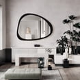 thumbnail image 6 of Mid-Century Asymmetrical Polished Wood Bathroom Wall Mirror,Black Mirror Has Frame for Indoor, 6 of 8