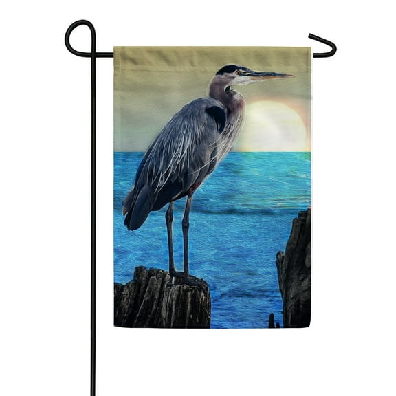 America Forever Summer Seabird Heron Garden Flag 12.5 x 18 inches Coastal Seabird Ocean Sunset Nautical Double Sided Seasonal Yard Outdoor Decorative Tropical Garden Flag
