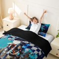 thumbnail image 3 of Castle Fairy Cool Dirt Bike Twin Bedding for Boys, Bold Motocross Graphic Duvet Cover Set for Bedroom, Blue,Black Reversible,2pcs,No Comforter, 3 of 6