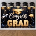 thumbnail image 3 of Gold Grad Cap Graduation Banner Colorful Stars Grad Backdrop Confetti Design Black Background Academic Background for Graduation Party College Graduation Grad Photo Shoot, 3 of 5