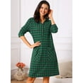 thumbnail image 3 of DARING DIVA Vintage Plaid Long Sleeve Check Knee Length Shirt Dress M Dark Green, 3 of 8