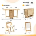 thumbnail image 4 of VINGLI Folding Dining Table Extendable Drop Leaf Foldable Table 5 Piece with 4 Chairs 2 Drawers and Wheels for Kitchen Space Saving，Natural, 4 of 9