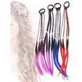 thumbnail image 5 of Extensiones de cabello con elásticos NQ para pelucas trenzadas 4 piezas morado azul rosa rojo, 5 of 5