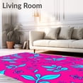 thumbnail image 2 of ODIKA 3'x5' Machine Washable Non-Slip Area Rug, Color Splash Botanical with Interlocking Leaf and Petal Motifs Artistic Style High Traffic Rug with Pad, Pink, 646391, 2 of 8