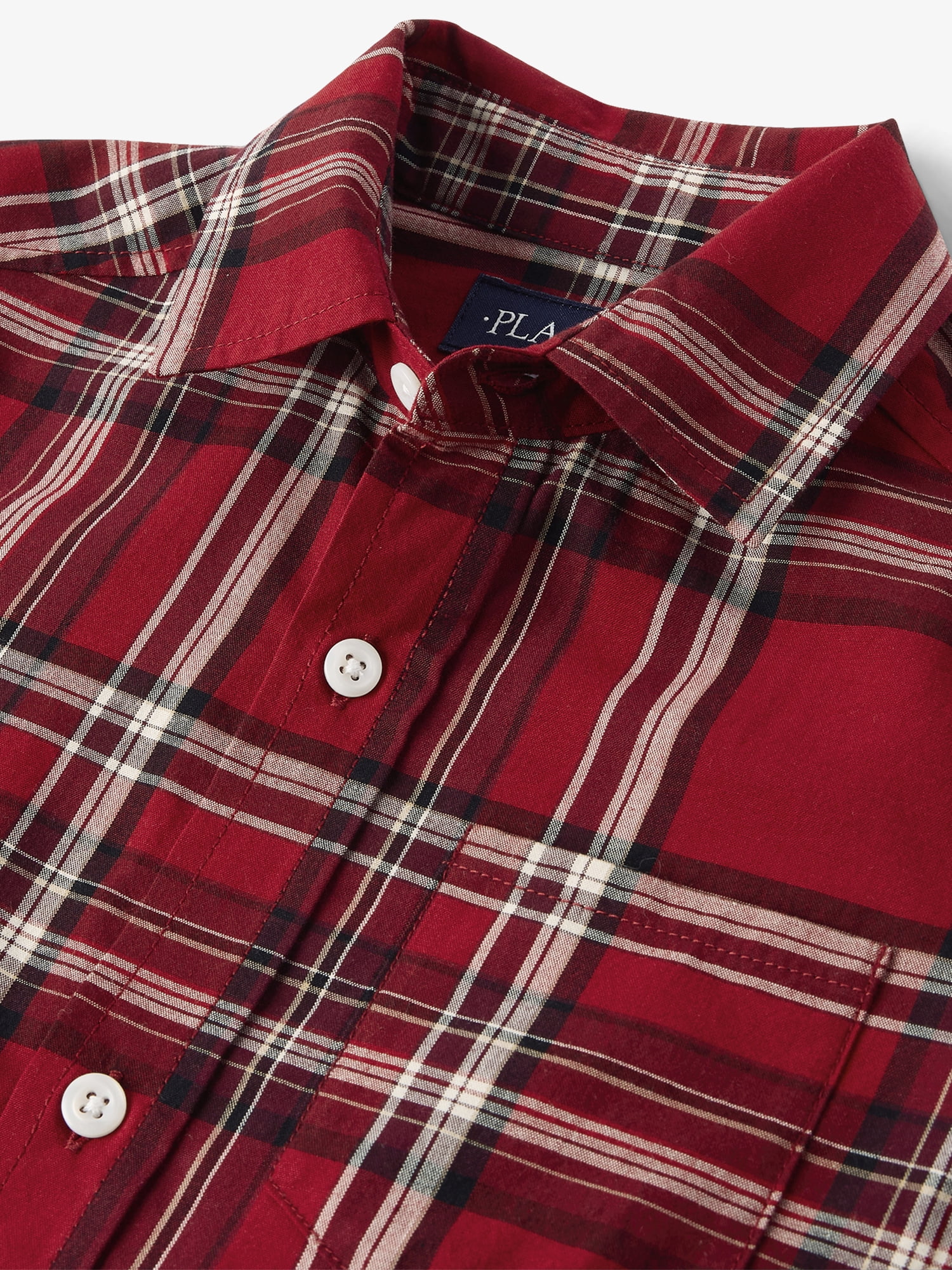 The Children's Place Boys Long Sleeve Plaid Poplin Button Up Shirt, Sizes S-XXL