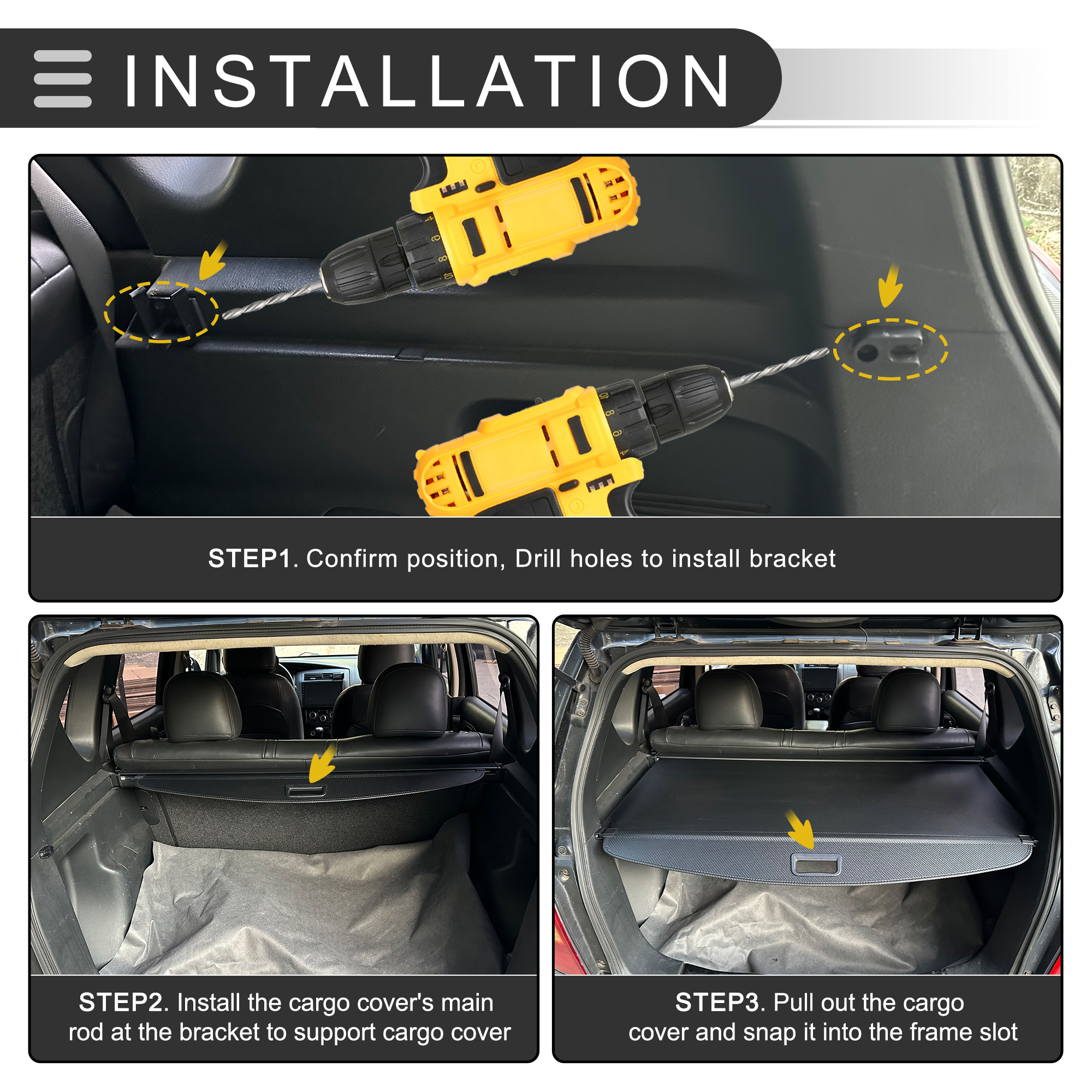 Unique Bargains Retractable Cargo Cover for Jeep Rear Trunk Parcel Shelf Shade Black