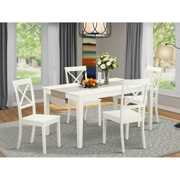 East West Furniture Dining Room Set Linen White, CABO5-LWH-W