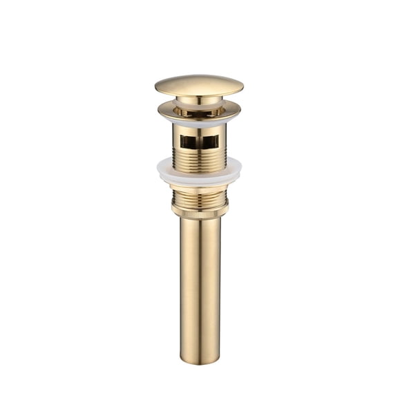 Brushed Gold Bathroom Sink Drain with Overflow, 304 Stainless Steel Pop Up Drain Stopper for Vessel Sink Lavatory Vanity