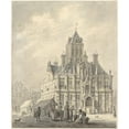 thumbnail image 2 of Johannes Jelgerhuis 15x17 Black Ornate Wood Framed Double Matted Museum Art Print Titled - The Town Hall of Delft (1780 - 1836), 2 of 5