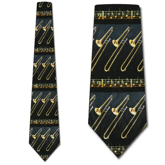 Trombone Stripe (Black) Necktie Mens Tie