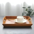 thumbnail image 5 of Ottoman Tray, 12'' x 10'' x 1'' Wooden Serving Tray with Handles for Ottoman Tray, Food, Breakfast, Eating, Drinks, BBQ,, 5 of 9