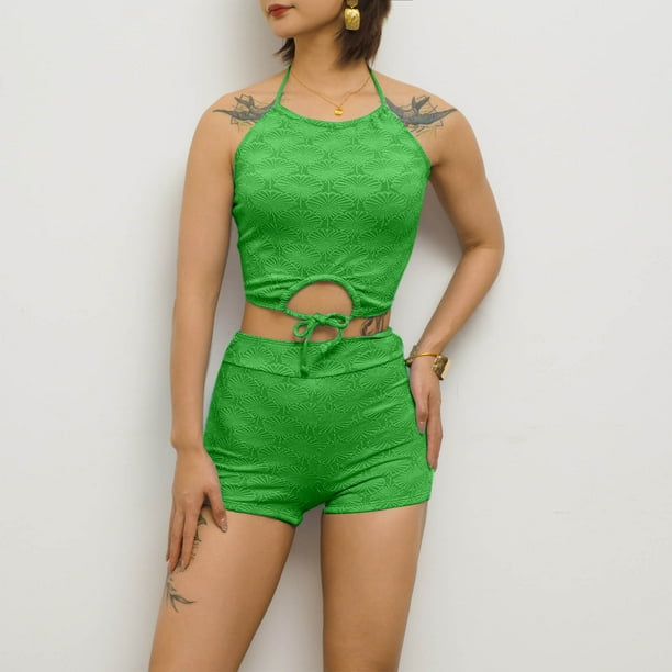 Trajes de baño tankini para mujer, moda, cómodo bikini de color sólido, traje de baño de color liso para mujer, conjuntos de bikinis, traje de baño de dos piezas para mujer