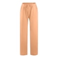 thumbnail image 4 of GUACER Womens Trousers Fashion Cotton Linen Drawstring Elastic Waisted with Pockets Baggy Straight Leg Pants, 4 of 5