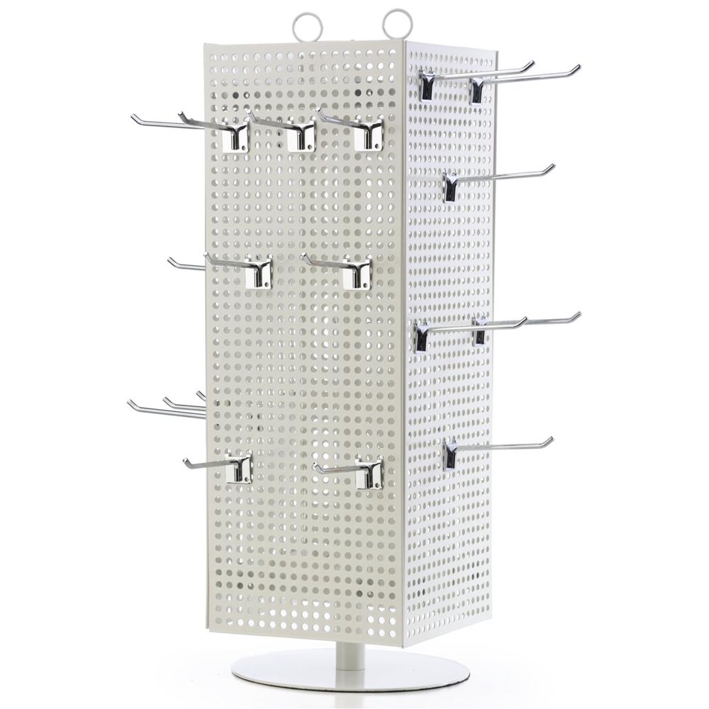 Pegboard Store Fixture Rack, Counter Top, 60 Hooks (White