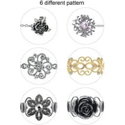 6PCS Fit Dress Cinch Clips Set, Scarf Clip, Retro Cardigan Collar Clips, Shirt clip, Dresss Clips Back Cinch, Shawl Clip Sweater Clips, Coat Chain Clips for Women Antique Flowers