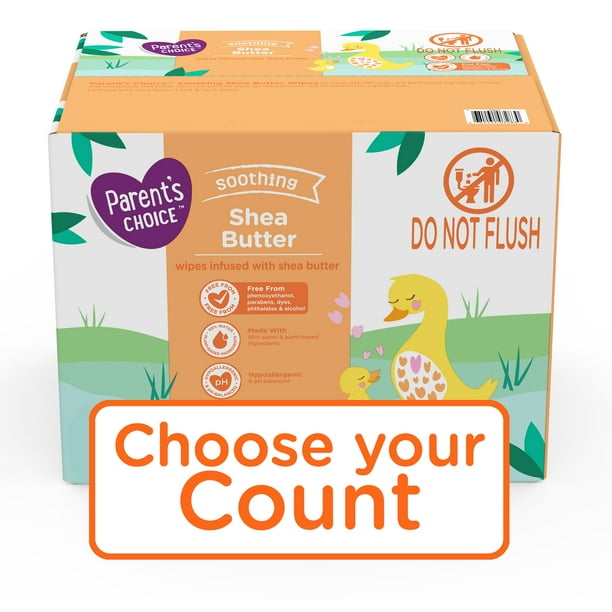 Parent's Choice Soothing Shea Butter Baby Wipes, 12 Flip-Top Packs