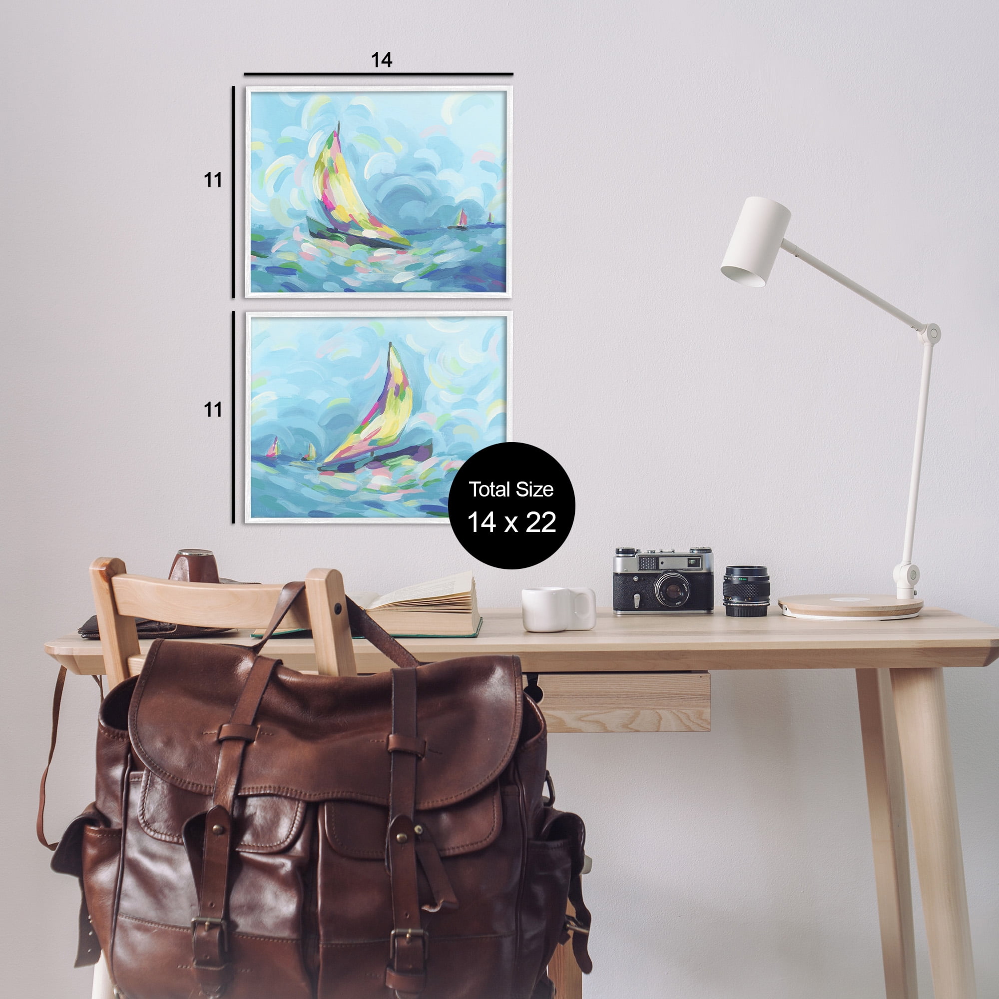 Stupell Industries Brushed Maritime Sailboats Transportation Painting White Framed Art Print Wall Art, 14 x 11, Set of 2